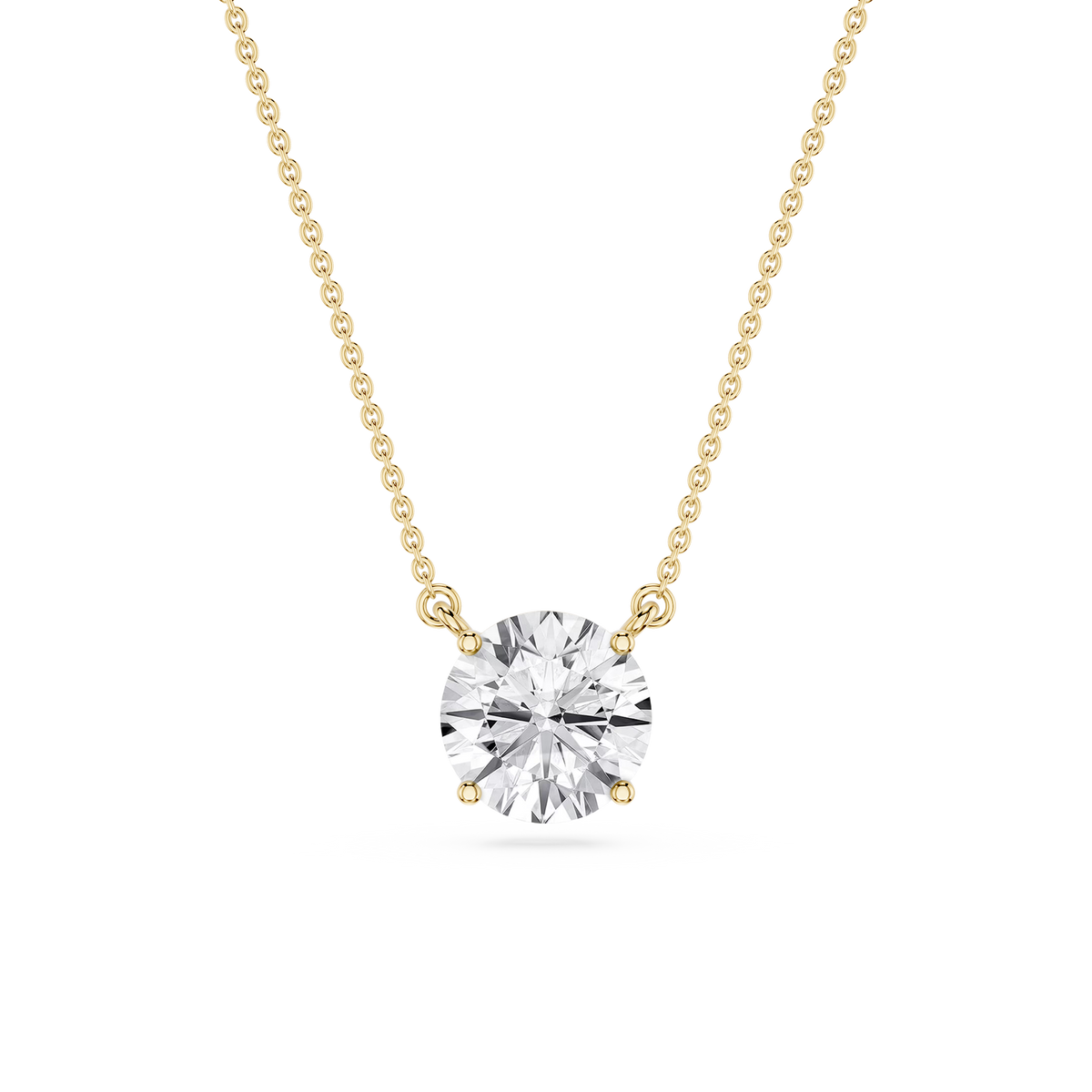 Round LGD 4 Prong Solitaire Pendant - 16 to 18 Inches
