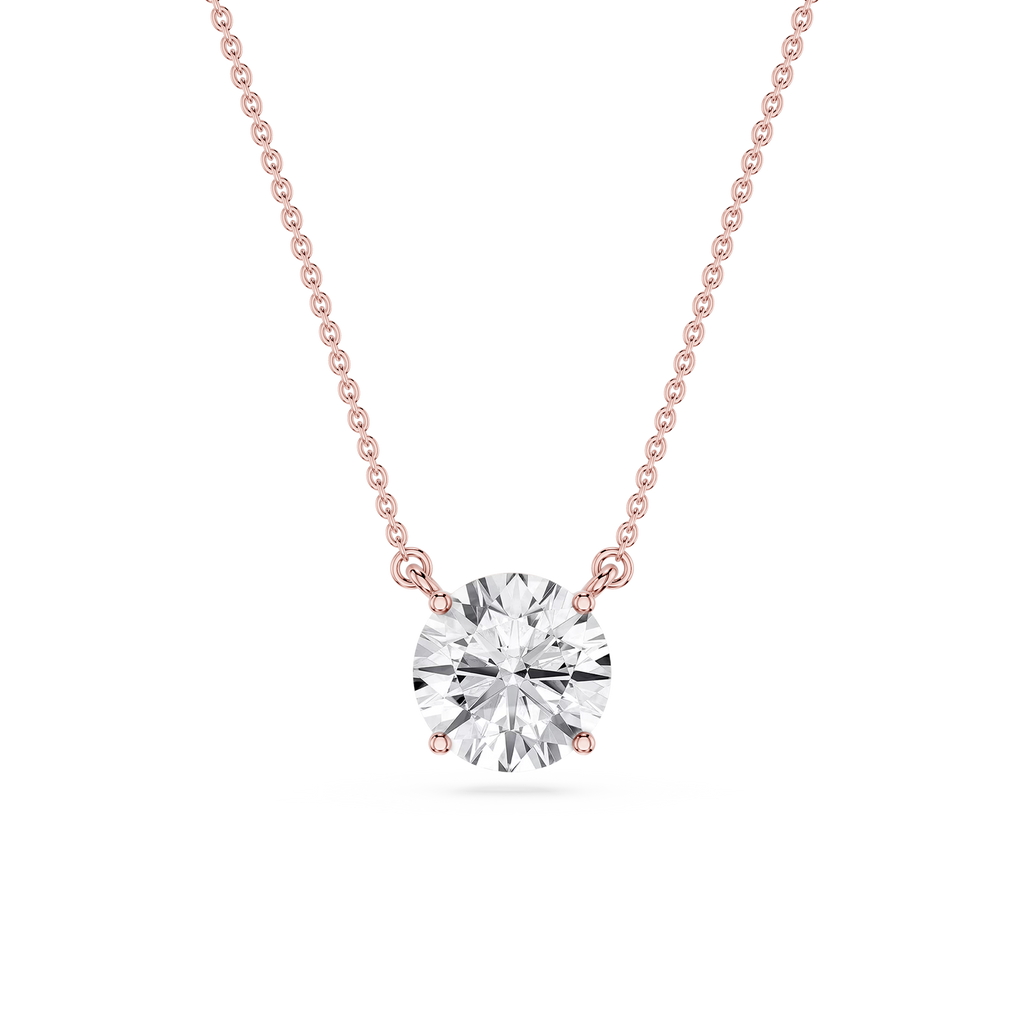 Round LGD 4 Prong Solitaire Pendant - 16 to 18 Inches