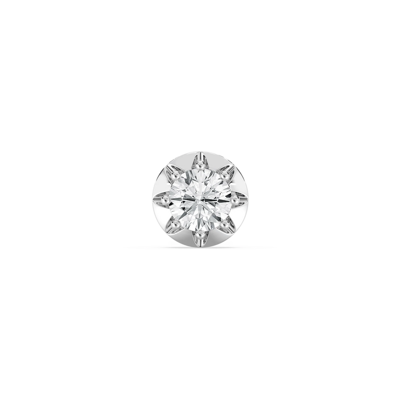 Round LGD Circular Crown Single Stud Earring - 14K White Gold / 1 ctw