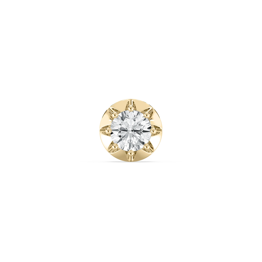 Round LGD Circular Crown Single Stud Earring - 14K Yellow Gold / 5 ctw