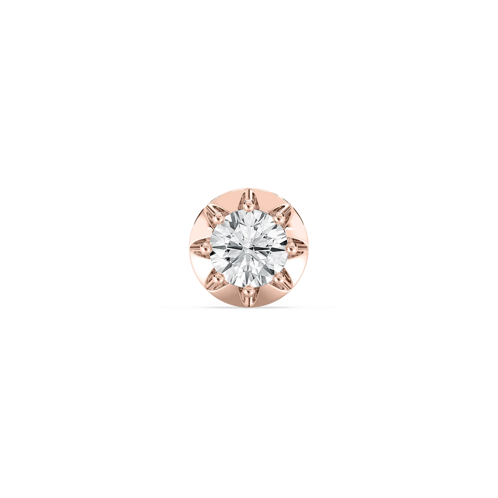 Round LGD Circular Crown Single Stud Earring - 14K Rose Gold / 5 ctw