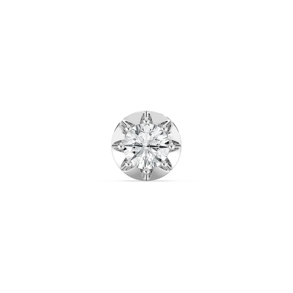 Round LGD Circular Crown Single Stud Earring - 18K White Gold / 2 ctw