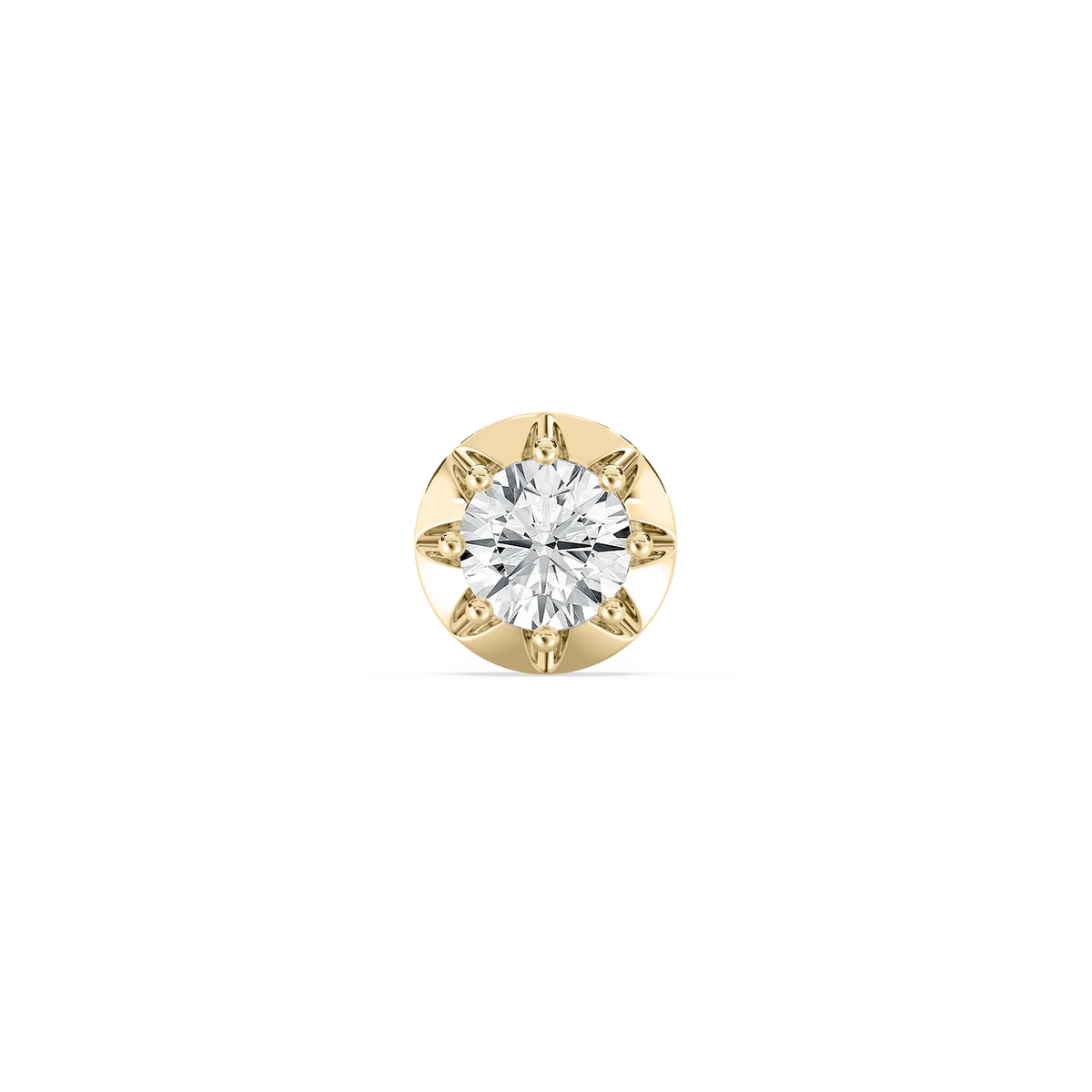 Round LGD Circular Crown Single Stud Earring - 18K Yellow Gold / 4 ctw