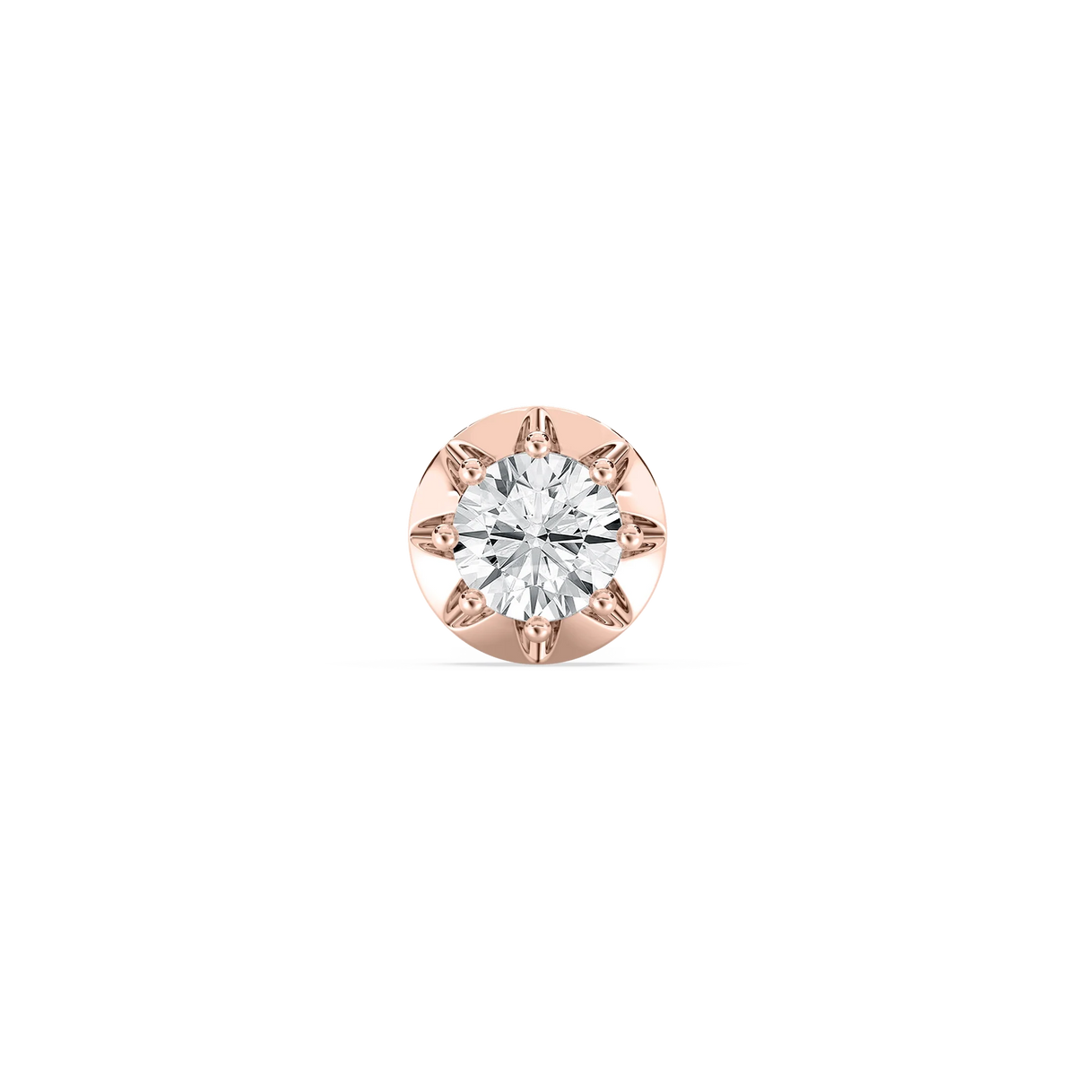 Round LGD Circular Crown Single Stud Earring - 18K Rose Gold / 3 ctw