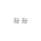 Round Certified LGD Classic Four Prong Guardian Back Stud Earrings - 14K White Gold / 2 ctw / F-VS2