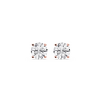 Round Certified LGD Classic Four Prong Guardian Back Stud Earrings - 14K Rose Gold / 3 ctw / F-VS2