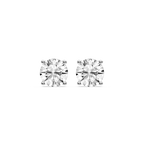 Round Certified LGD Classic Four Prong Guardian Back Stud Earrings - 14K White Gold / 5 ctw / F-VS2
