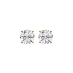 Round Certified LGD Classic Four Prong Guardian Back Stud Earrings - 14K Yellow Gold / 5 ctw / F-VS2
