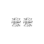 Round Certified LGD Classic Four Prong Guardian Back Stud Earrings - 14K White Gold / 6 ctw / F-VS2