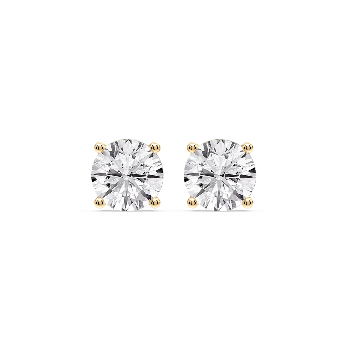 Round Certified LGD Classic Four Prong Guardian Back Stud Earrings - 14K Yellow Gold / 6 ctw / F-VS2