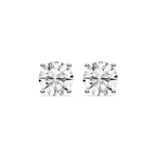 Round Certified LGD Classic Four Prong Guardian Back Stud Earrings - 14K White Gold / 8 ctw / F-VS2