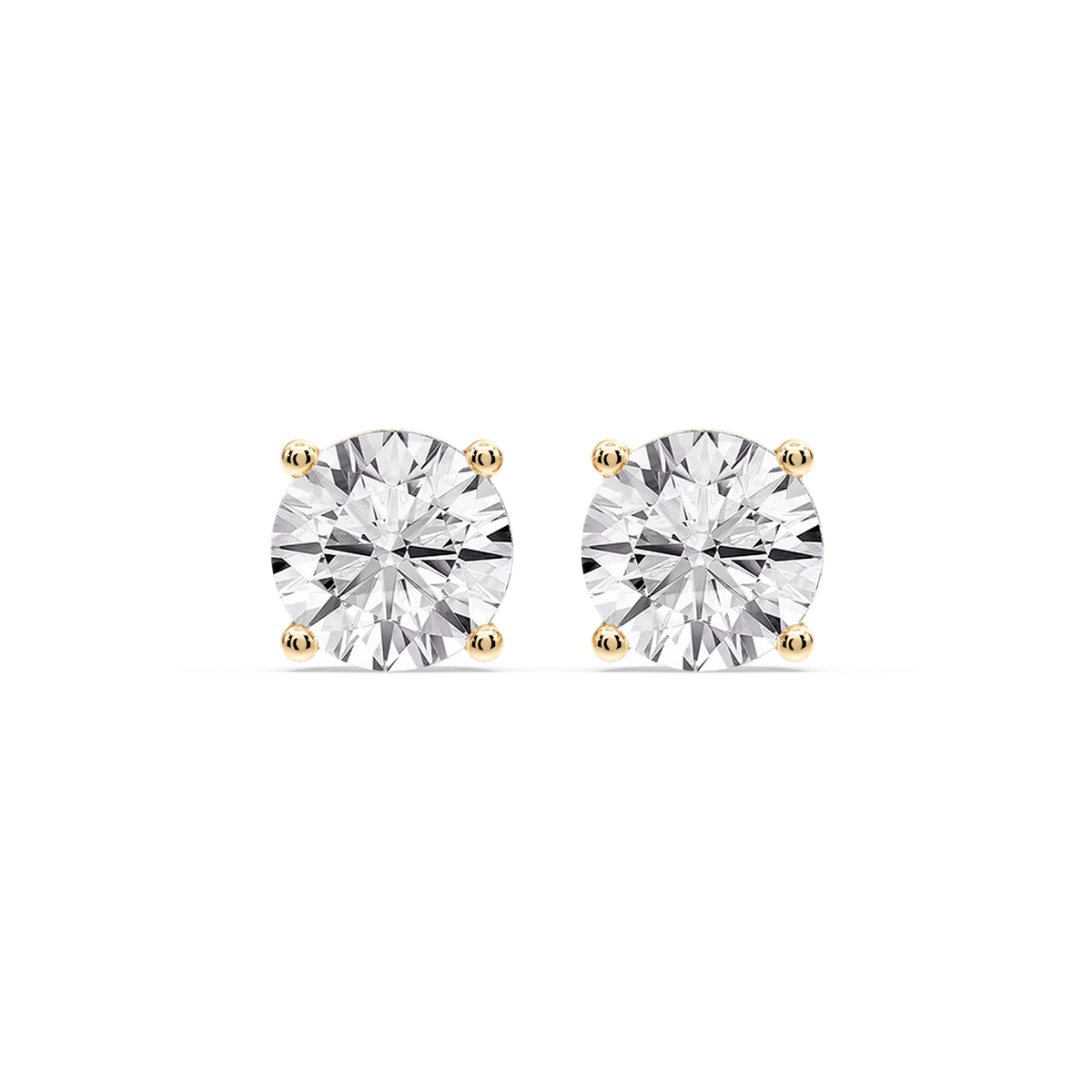 Round Certified LGD Classic Four Prong Guardian Back Stud Earrings - 14K Yellow Gold / 8 ctw / F-VS2