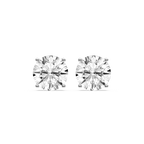 Round Certified LGD Classic Four Prong Guardian Back Stud Earrings - 14K White Gold / 10 ctw / F-VS2