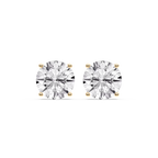 Round Certified LGD Classic Four Prong Guardian Back Stud Earrings - 14K Yellow Gold / 10 ctw / F-VS2