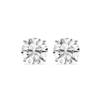 Round Certified LGD Classic Four Prong Guardian Back Stud Earrings - 14K White Gold / 12 ctw / F-VS2
