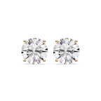 Round Certified LGD Classic Four Prong Guardian Back Stud Earrings - 14K Yellow Gold / 12 ctw / F-VS2