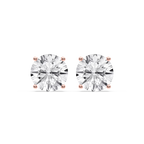 Round Certified LGD Classic Four Prong Guardian Back Stud Earrings - 14K Rose Gold / 12 ctw / F-VS2