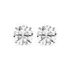 Round Certified LGD Classic Four Prong Guardian Back Stud Earrings - 14K White Gold / 14 ctw / F-VS2