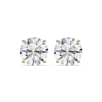 Round Certified LGD Classic Four Prong Guardian Back Stud Earrings - 14K Yellow Gold / 14 ctw / F-VS2