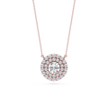 Round LGD Double Halo Pendant -18 Inches