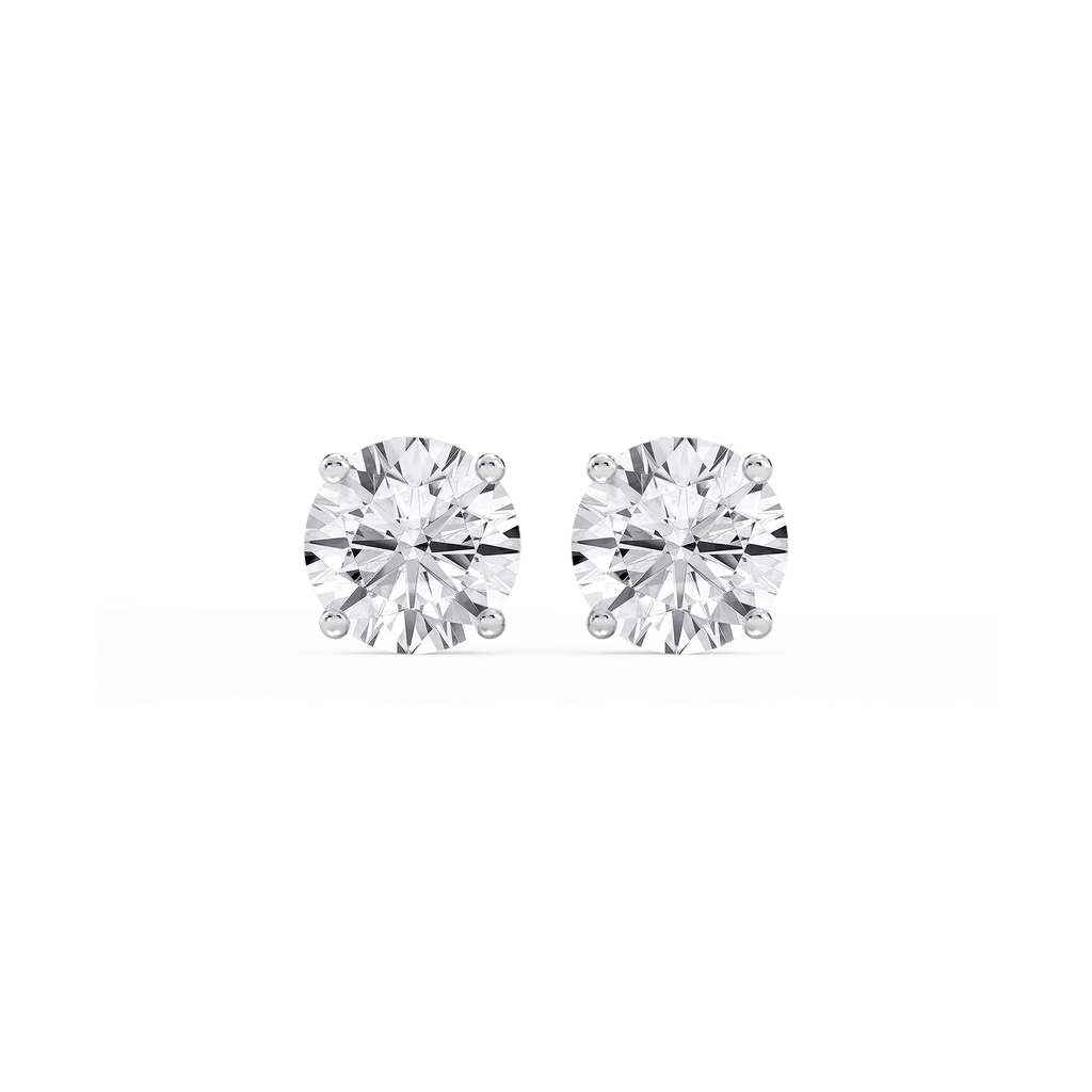 Round LGD Hidden Halo Stud Earrings - 14K White Gold / 4 ⅕ ctw