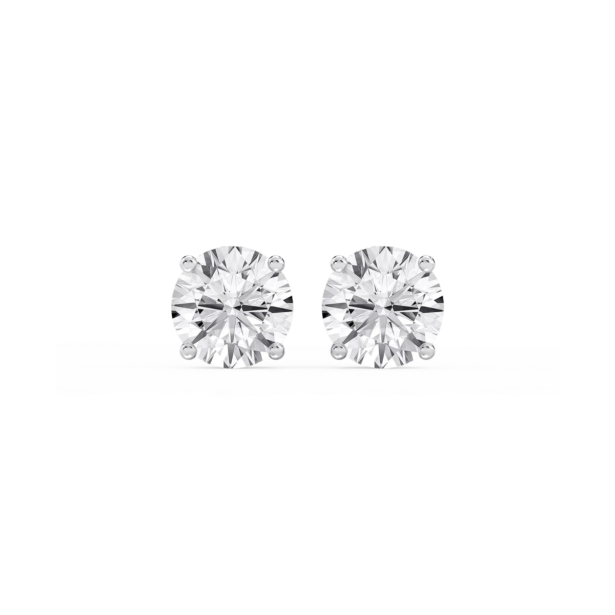 Round LGD Hidden Halo Stud Earrings - 14K White Gold / 4 ⅕ ctw