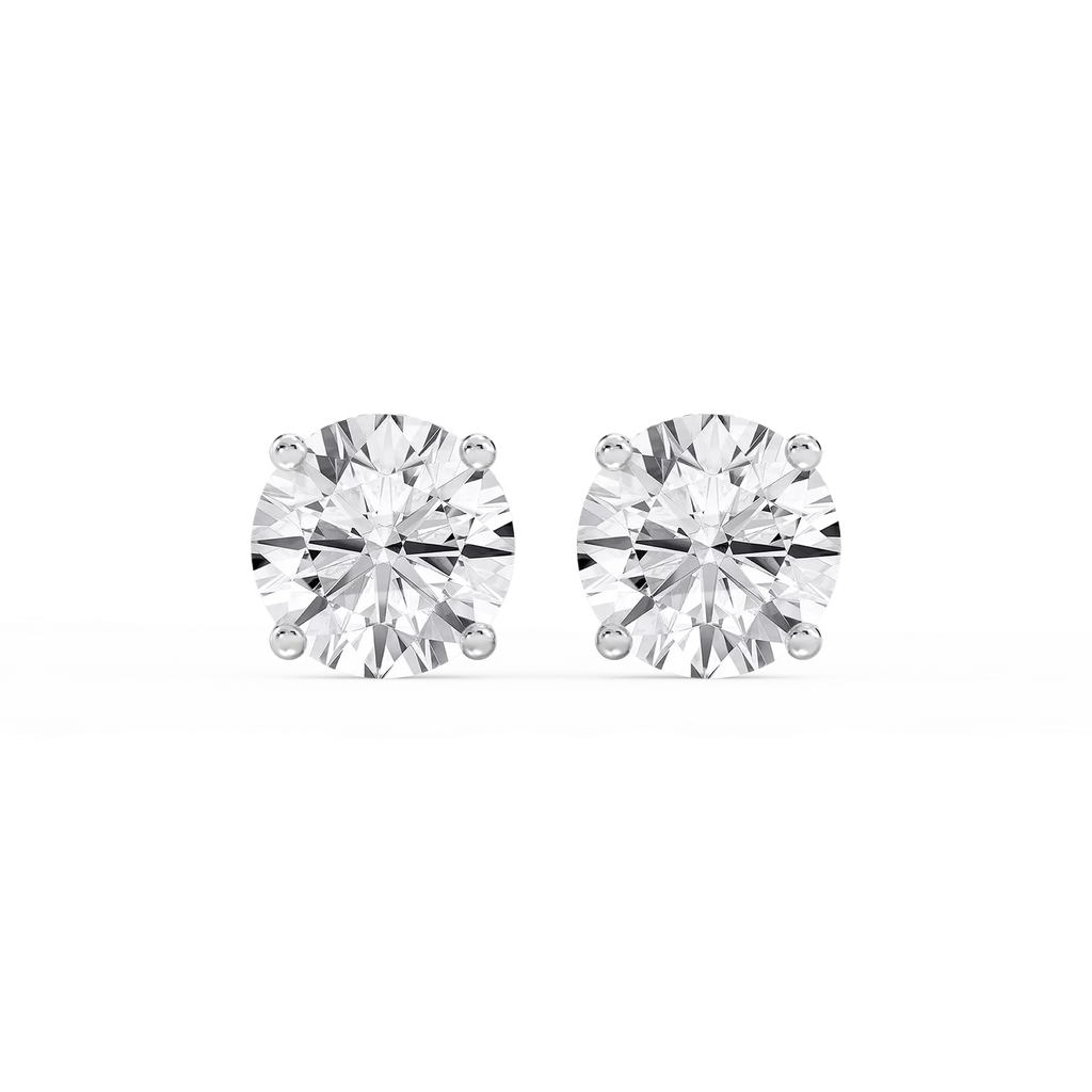 Round LGD Hidden Halo Stud Earrings - 14K White Gold / 5 ⅕ ctw