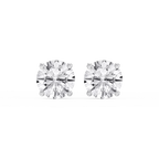 Round LGD Hidden Halo Stud Earrings - 14K White Gold / 5 ⅕ ctw