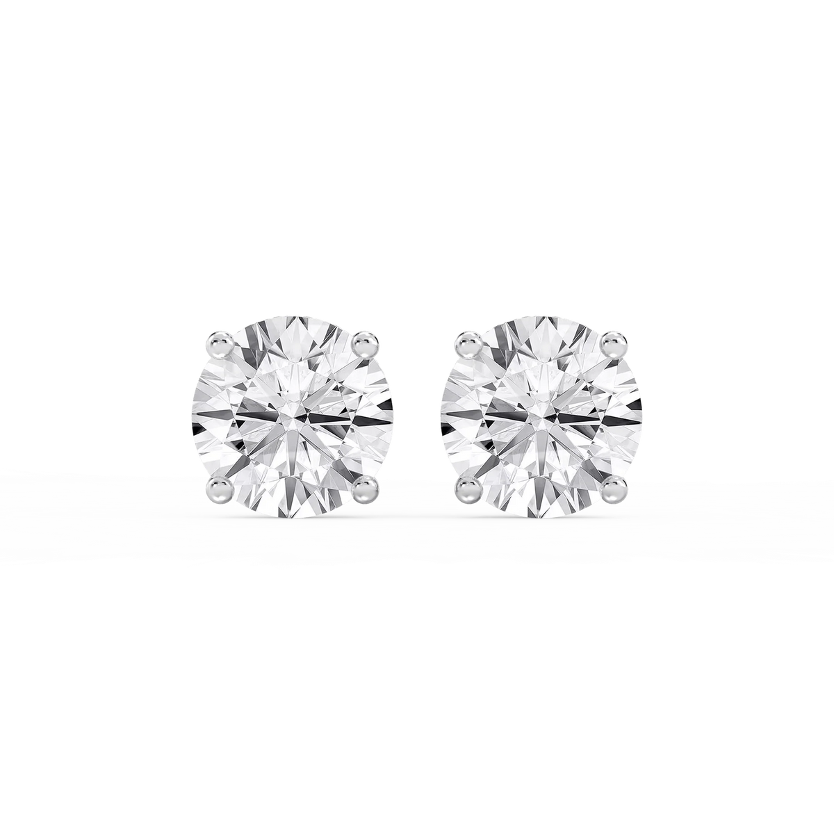 Round LGD Hidden Halo Stud Earrings - 14K White Gold / 5 ⅕ ctw