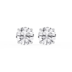 Round LGD Hidden Halo Stud Earrings - 14K White Gold / 6 ¼ ctw