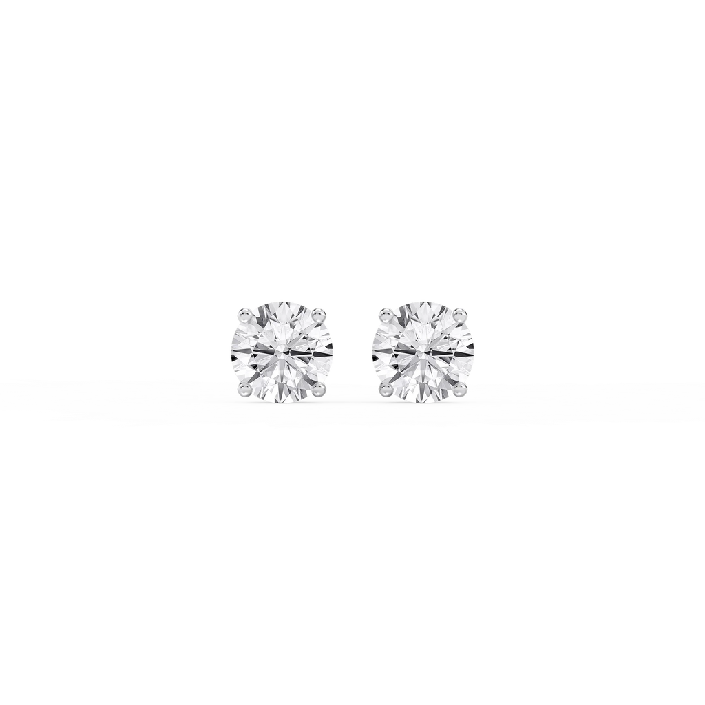 Round LGD Hidden Halo Stud Earrings - 14K White Gold / 10 ⅜ ctw