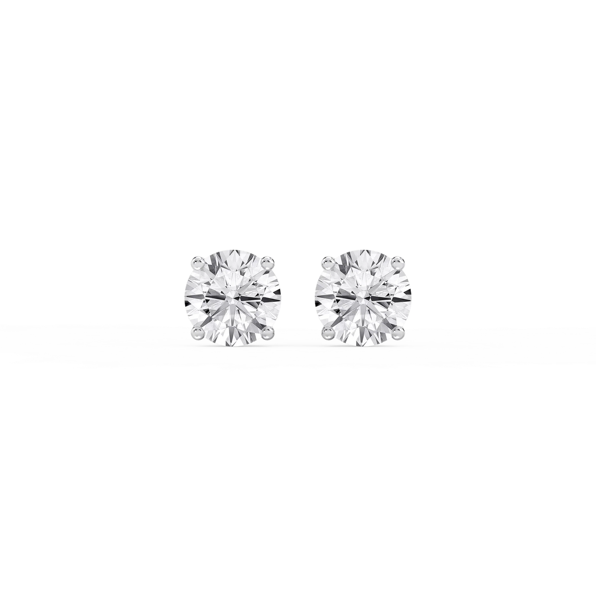 Round LGD Hidden Halo Stud Earrings - 14K White Gold / 12 ½ ctw