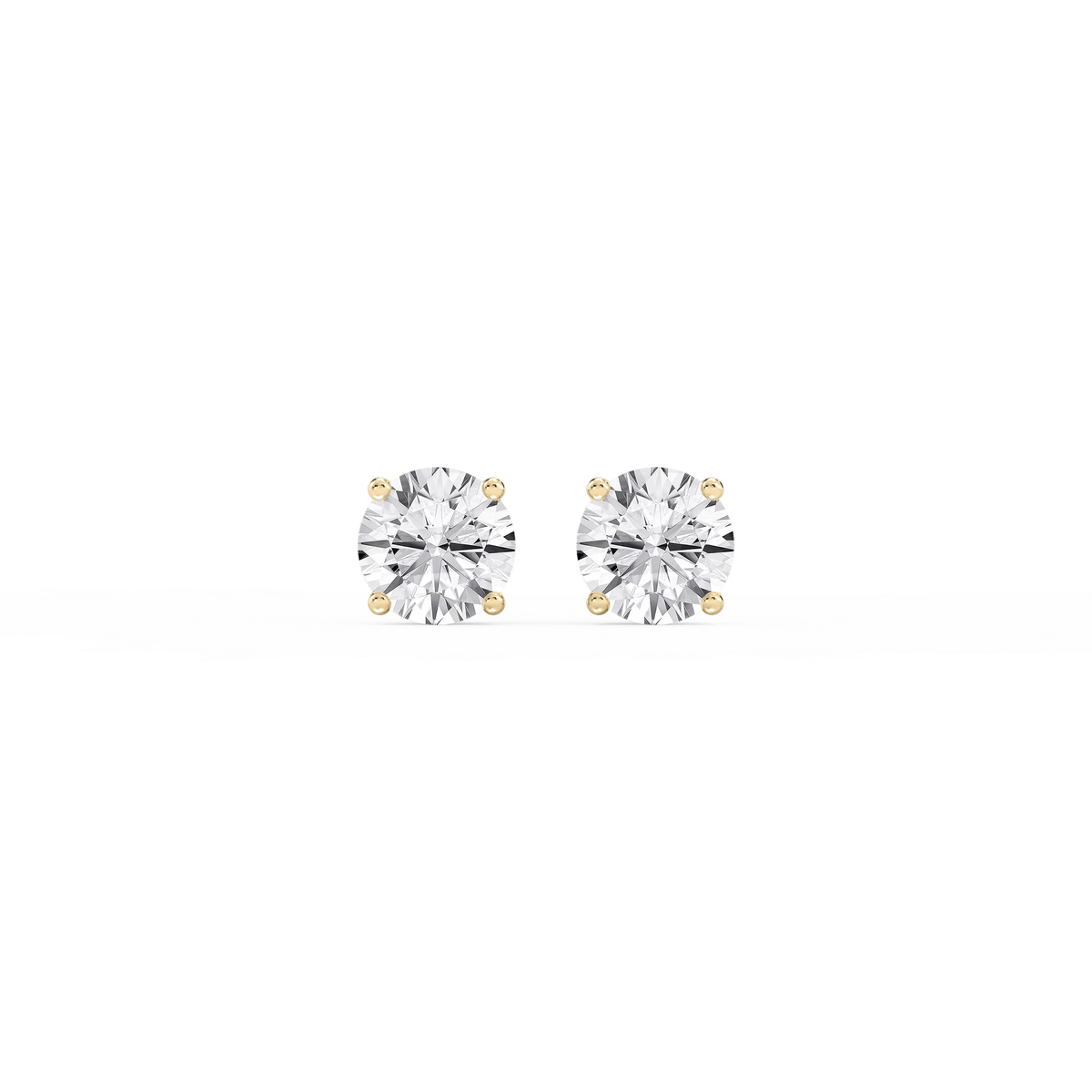 Round LGD Hidden Halo Stud Earrings - 14K Yellow Gold / 2 ⅛ ctw