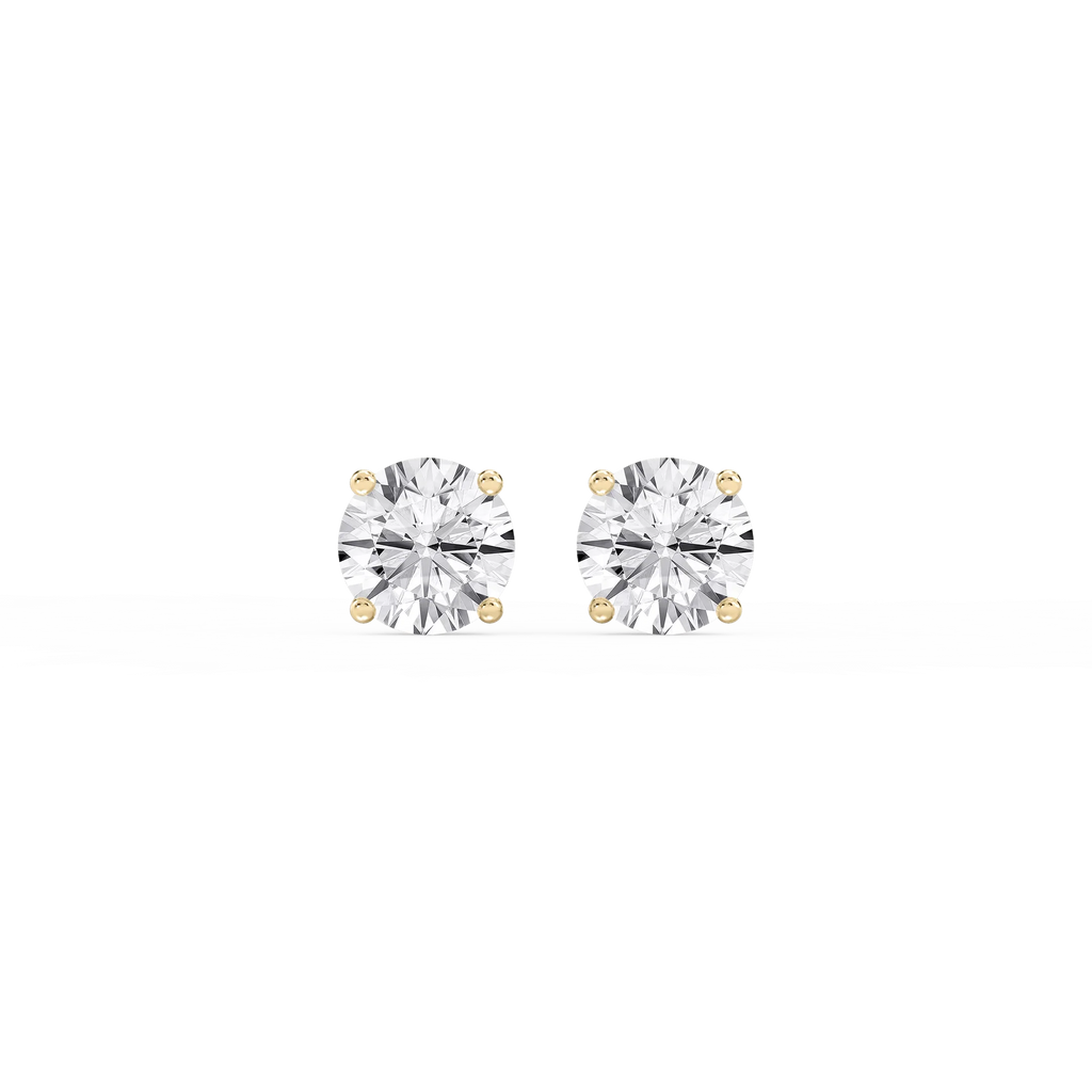 Round LGD Hidden Halo Stud Earrings - 14K Yellow Gold / 3 ⅛ ctw