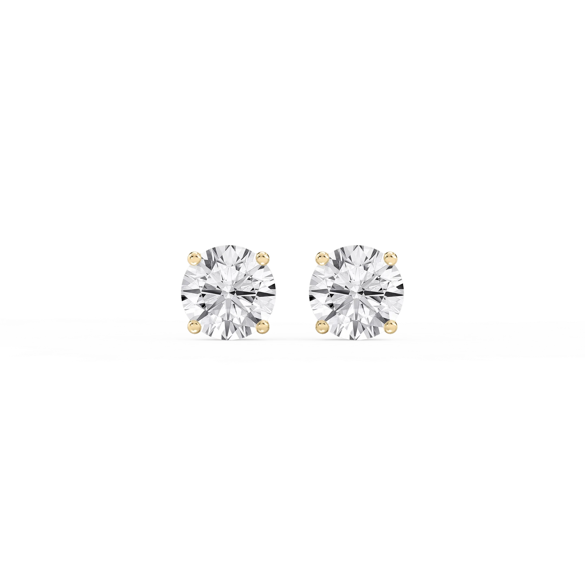 Round LGD Hidden Halo Stud Earrings - 14K Yellow Gold / 3 ⅛ ctw