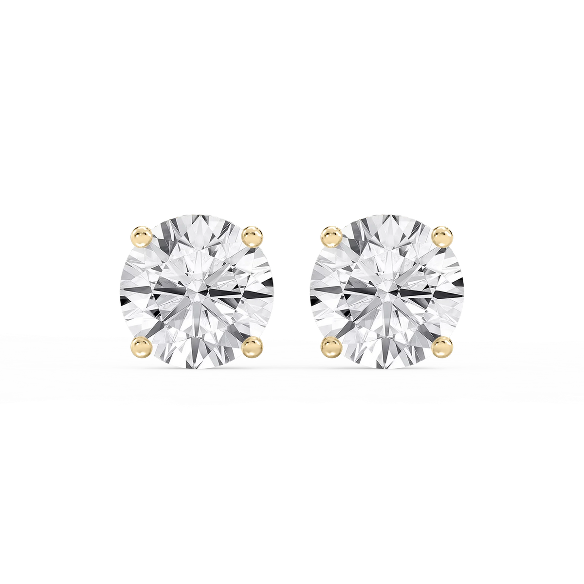Round LGD Hidden Halo Stud Earrings - 14K Yellow Gold / 8 ⅓ ctw