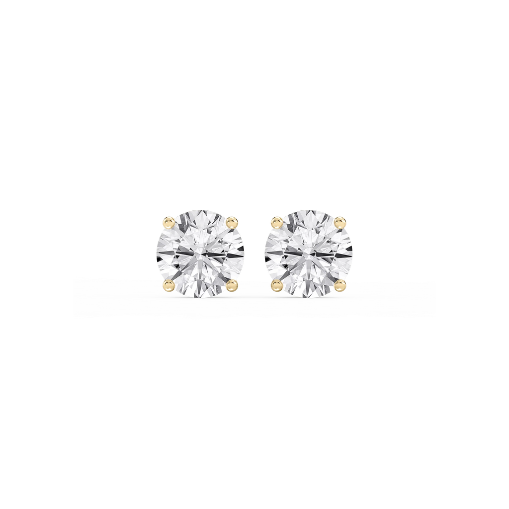 Round LGD Hidden Halo Stud Earrings - 14K Yellow Gold / 12 ½ ctw