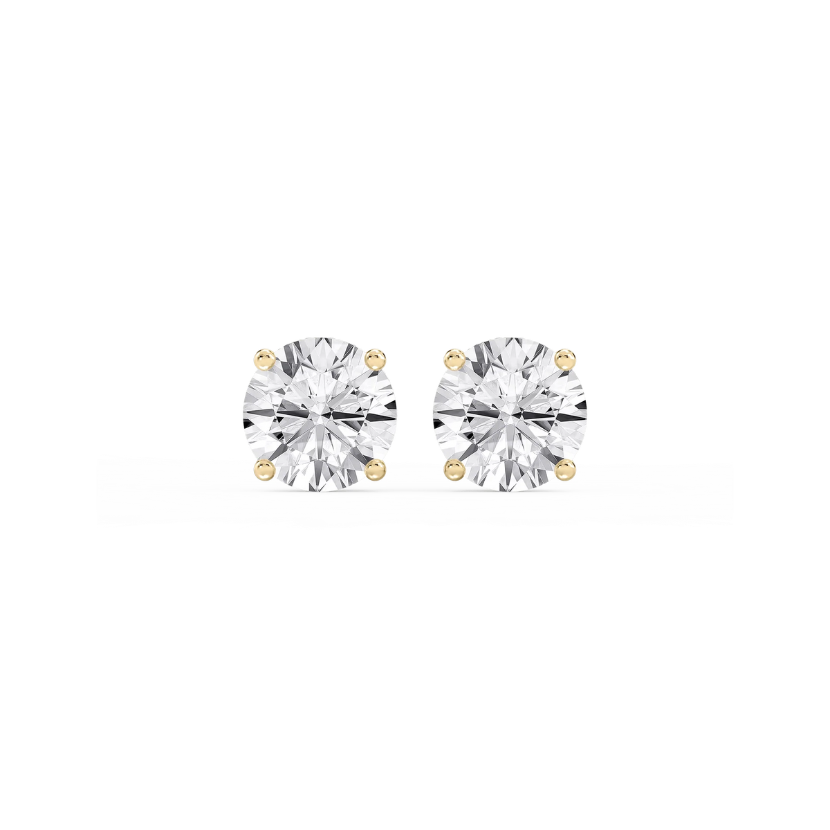 Round LGD Hidden Halo Stud Earrings - 14K Yellow Gold / 14 ½ ctw