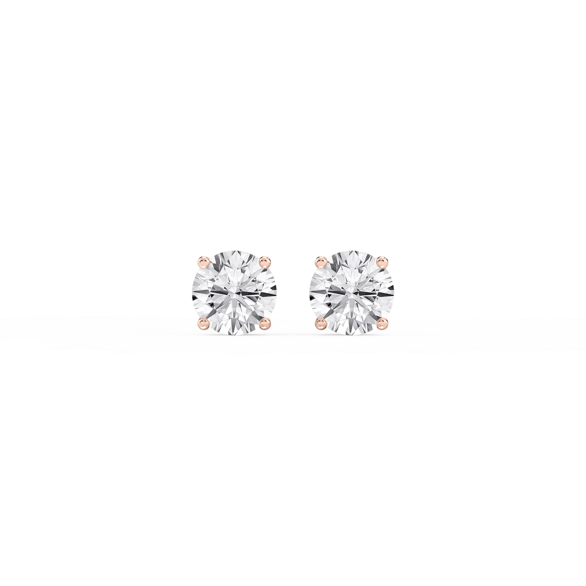 Round LGD Hidden Halo Stud Earrings - 14K Rose Gold / 2 ⅛ ctw