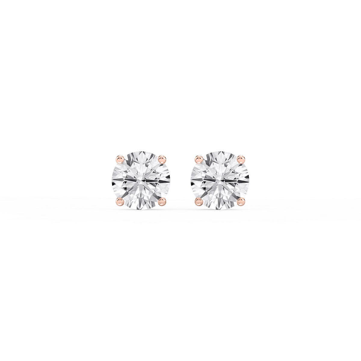 Round LGD Hidden Halo Stud Earrings - 14K Rose Gold / 3 ⅛ ctw