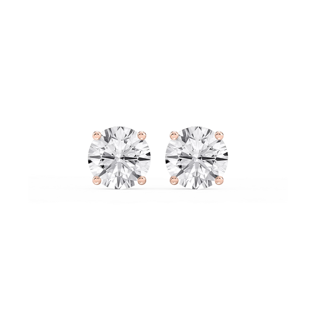 Round LGD Hidden Halo Stud Earrings - 14K Rose Gold / 4 ⅕ ctw