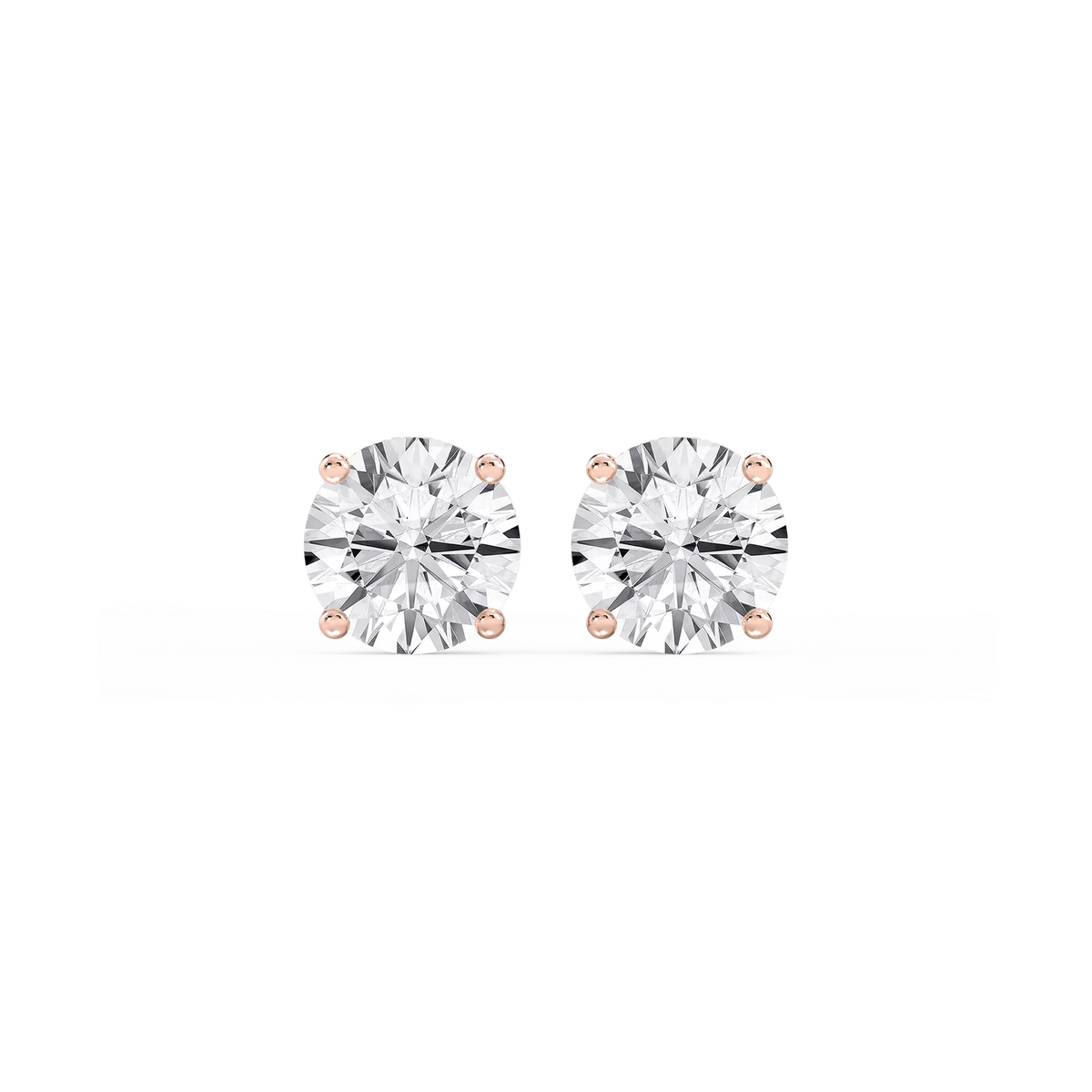 Round LGD Hidden Halo Stud Earrings - 14K Rose Gold / 4 ⅕ ctw