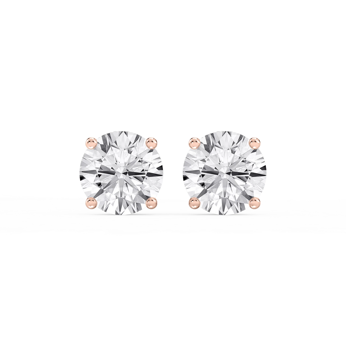 Round LGD Hidden Halo Stud Earrings - 14K Rose Gold / 5 ⅕ ctw