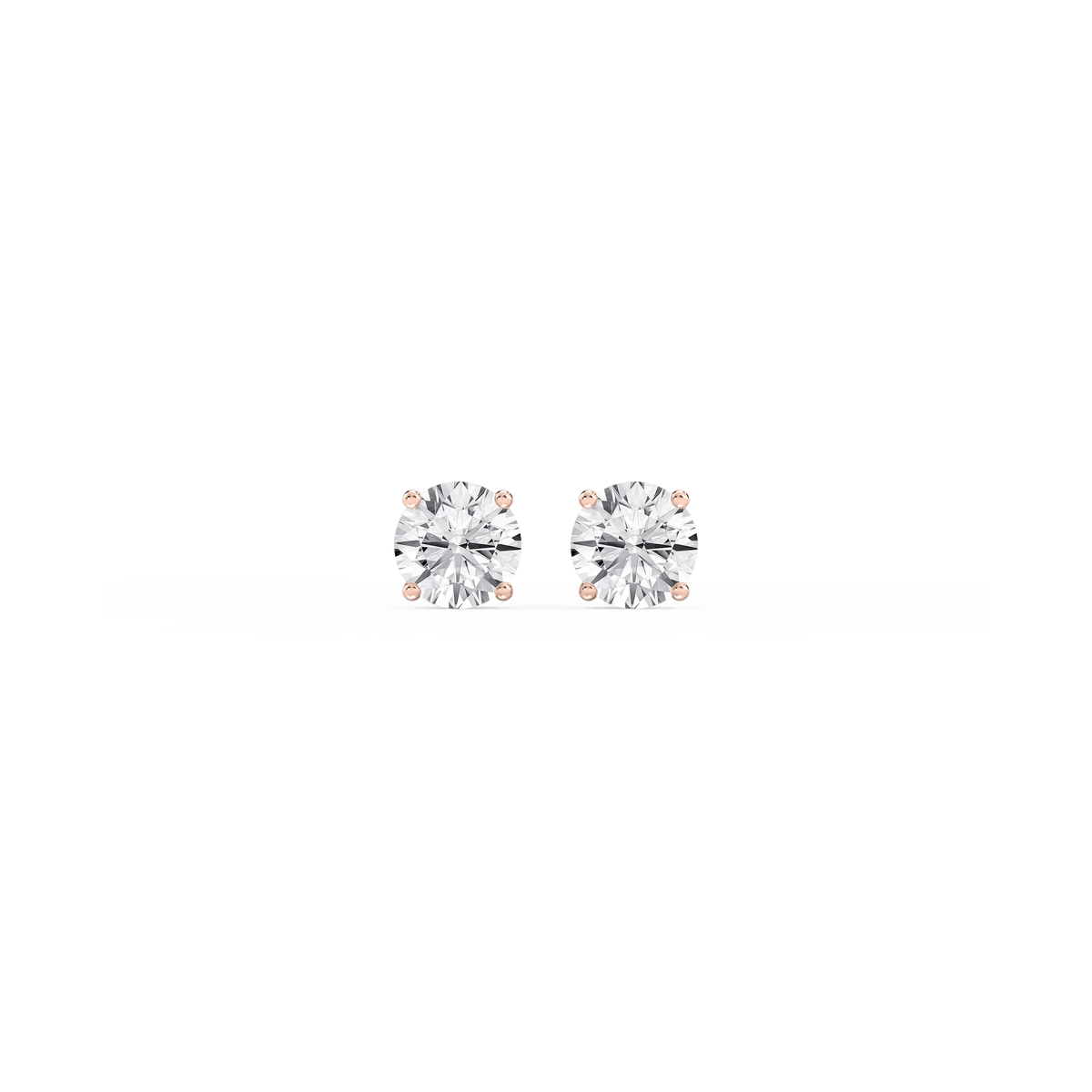 Round LGD Hidden Halo Stud Earrings - 14K Rose Gold / 10 ⅜ ctw