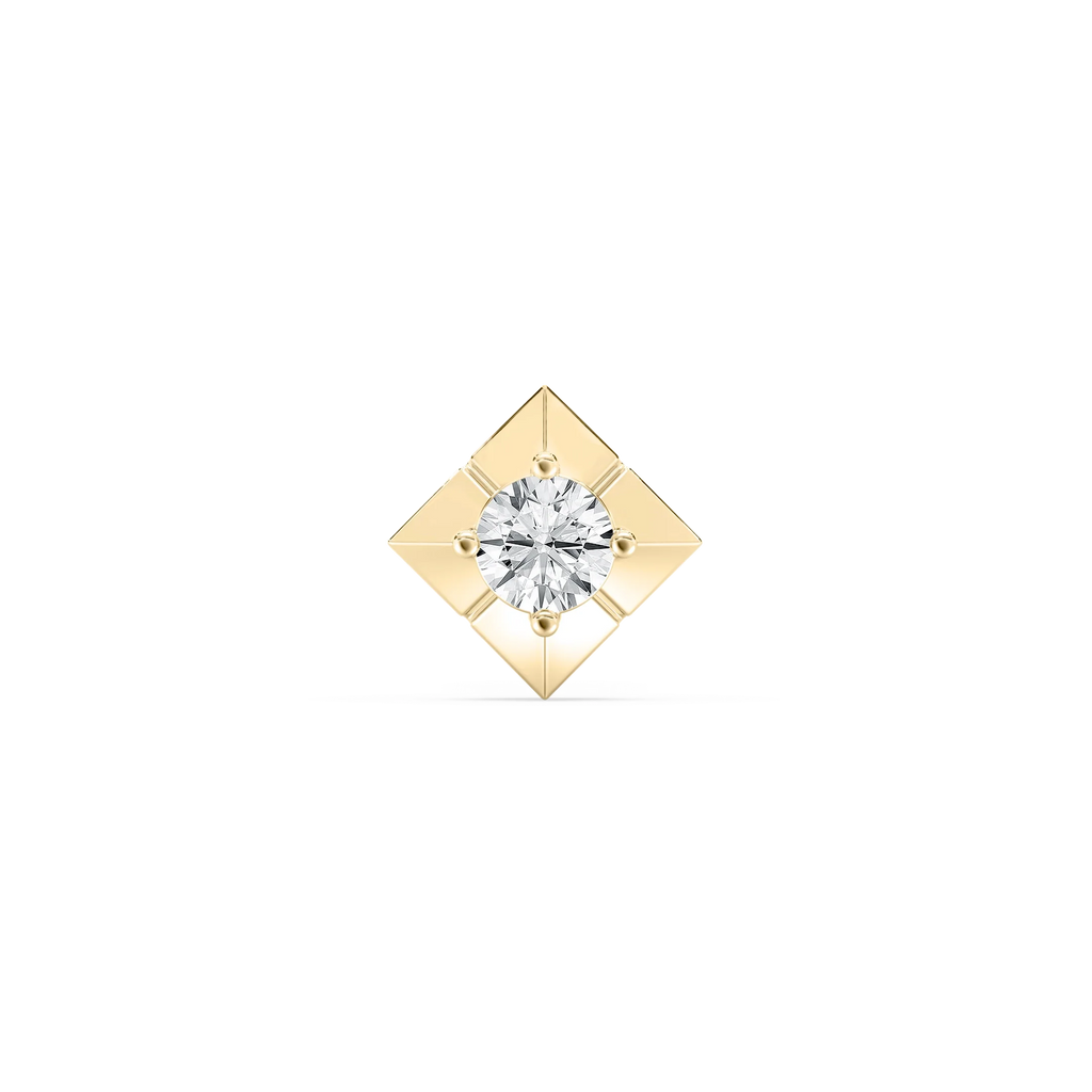 Round LGD Four Prong Single Stud Earring - 14K Yellow Gold / 5 ctw