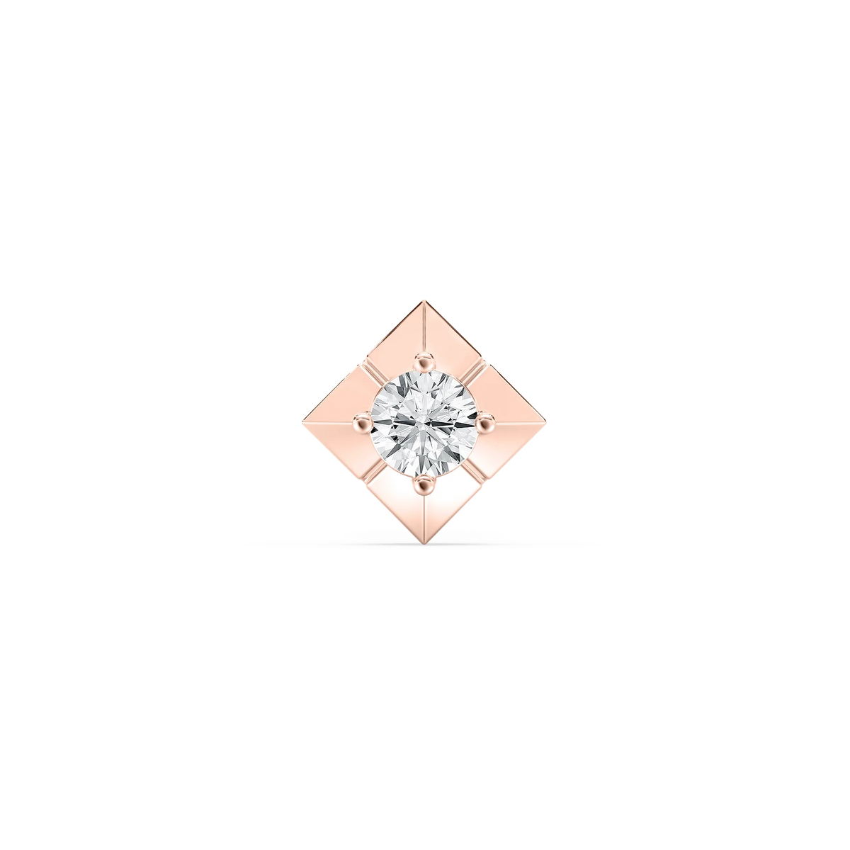 Round LGD Four Prong Single Stud Earring - 18K Rose Gold / 4 ctw