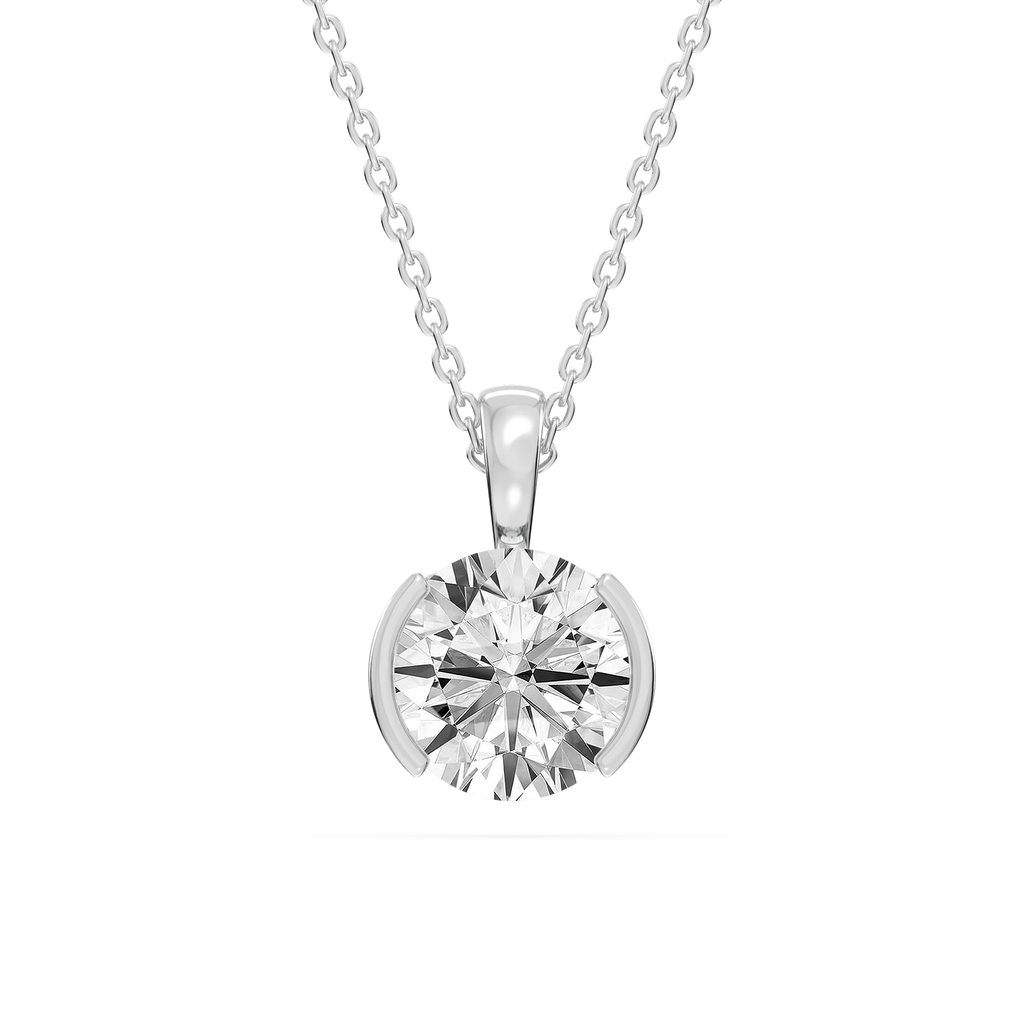 Round LGD Half Bezel Solitaire Pendant