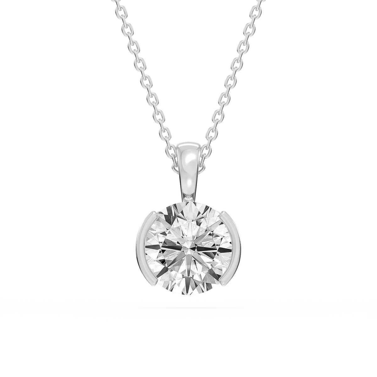 Round LGD Half Bezel Solitaire Pendant