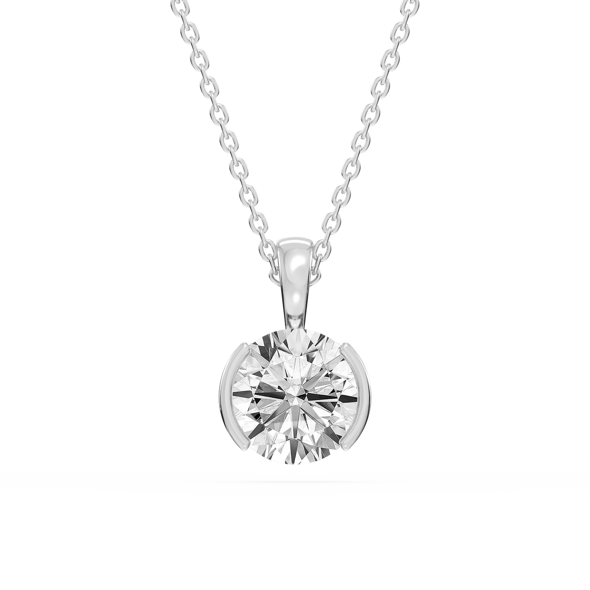 Round LGD Half Bezel Solitaire Pendant
