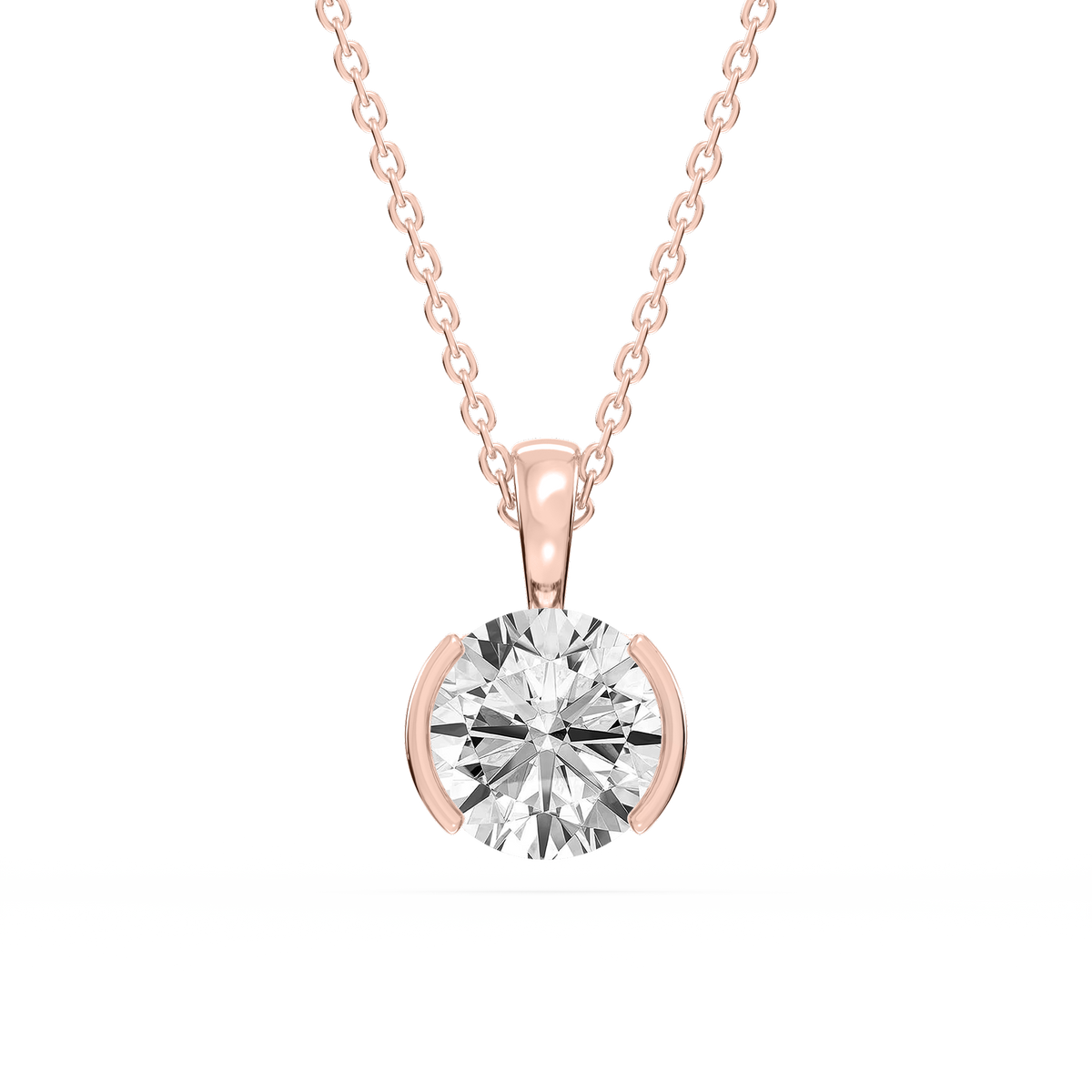 Round LGD Half Bezel Solitaire Pendant
